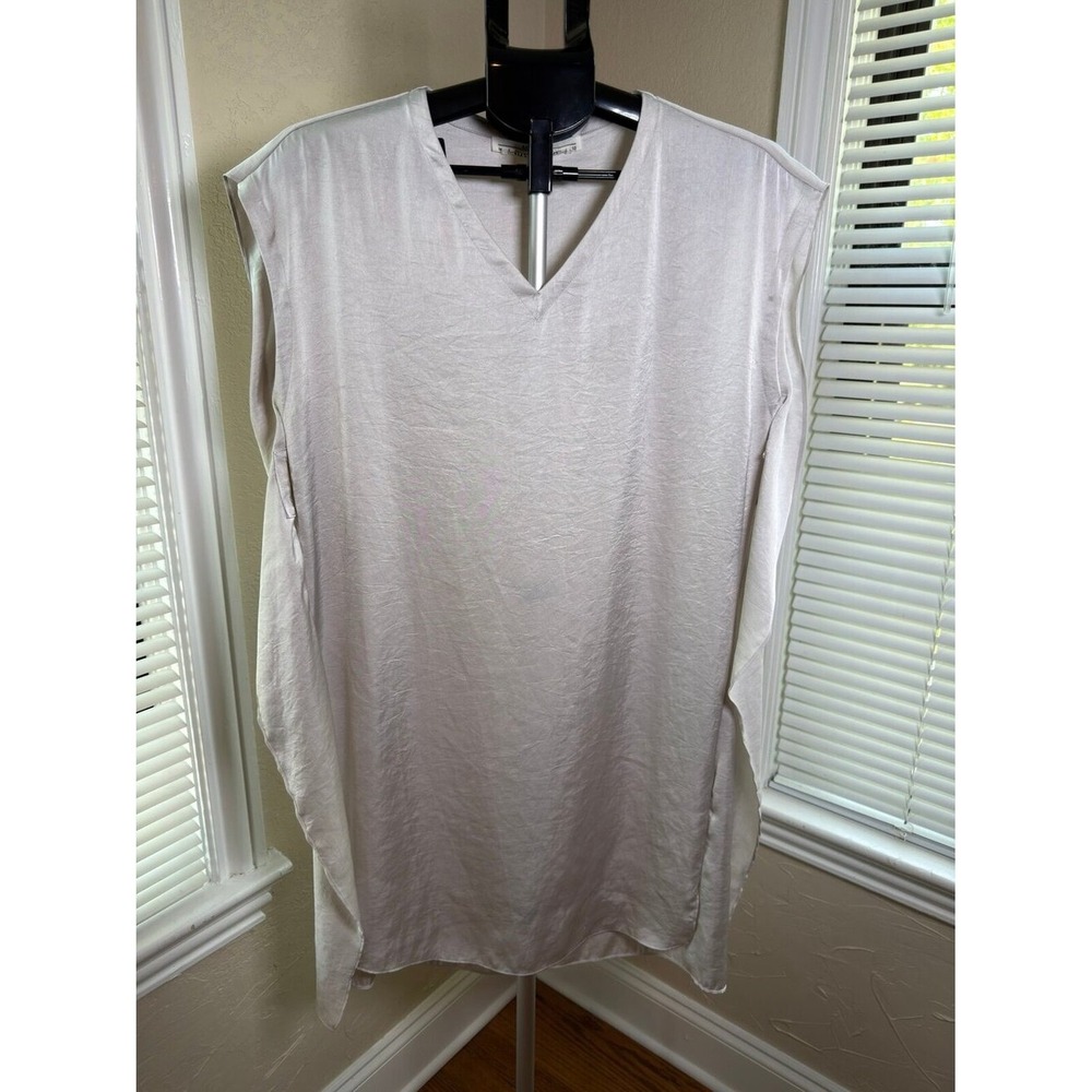 AllSaints Japanese Cloth V Neck Draped Tunic Blouse Ivory Cream Size US 0 UK 4 N